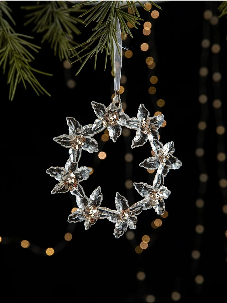 New transparent colorful Christmas pendant bell carriage acrylic crystal pendant Christmas decorations other party decorations
