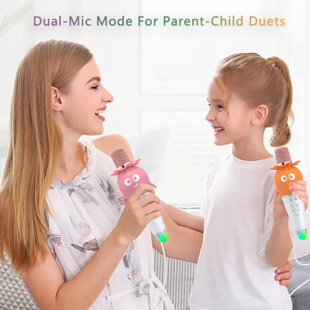 Portable Wireless Karaoke Microphone with Speaker Kids Handheld Karaoke Player for Home Party Music Singing Playing