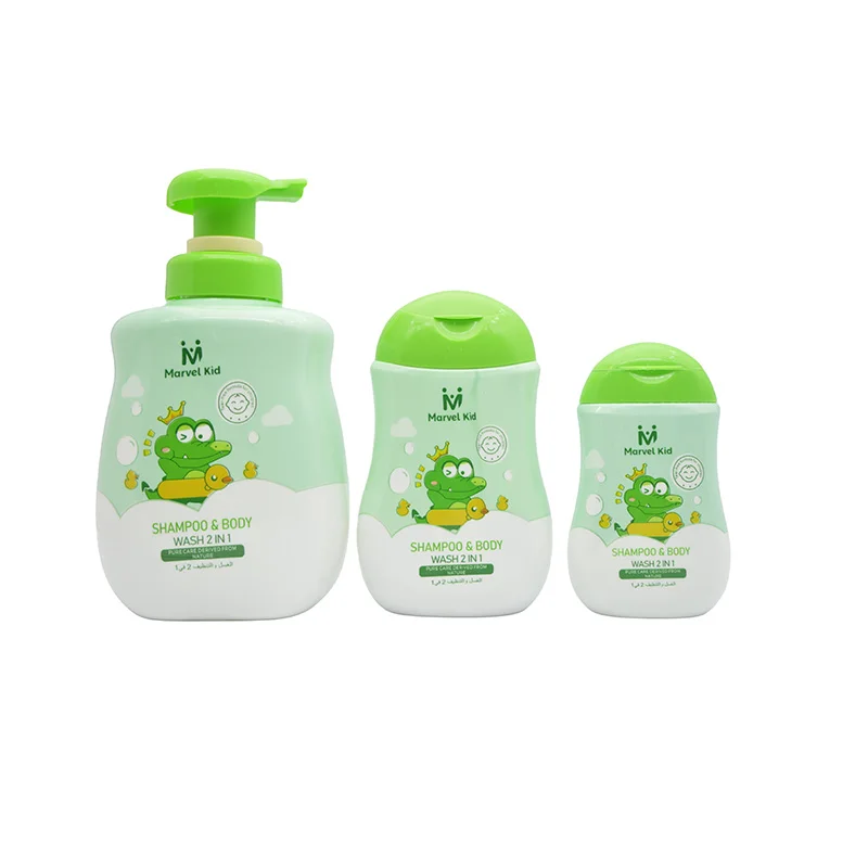Factory Price 500ml Natural organic 2 in 1 baby body wash and shampoo shower gel for kid