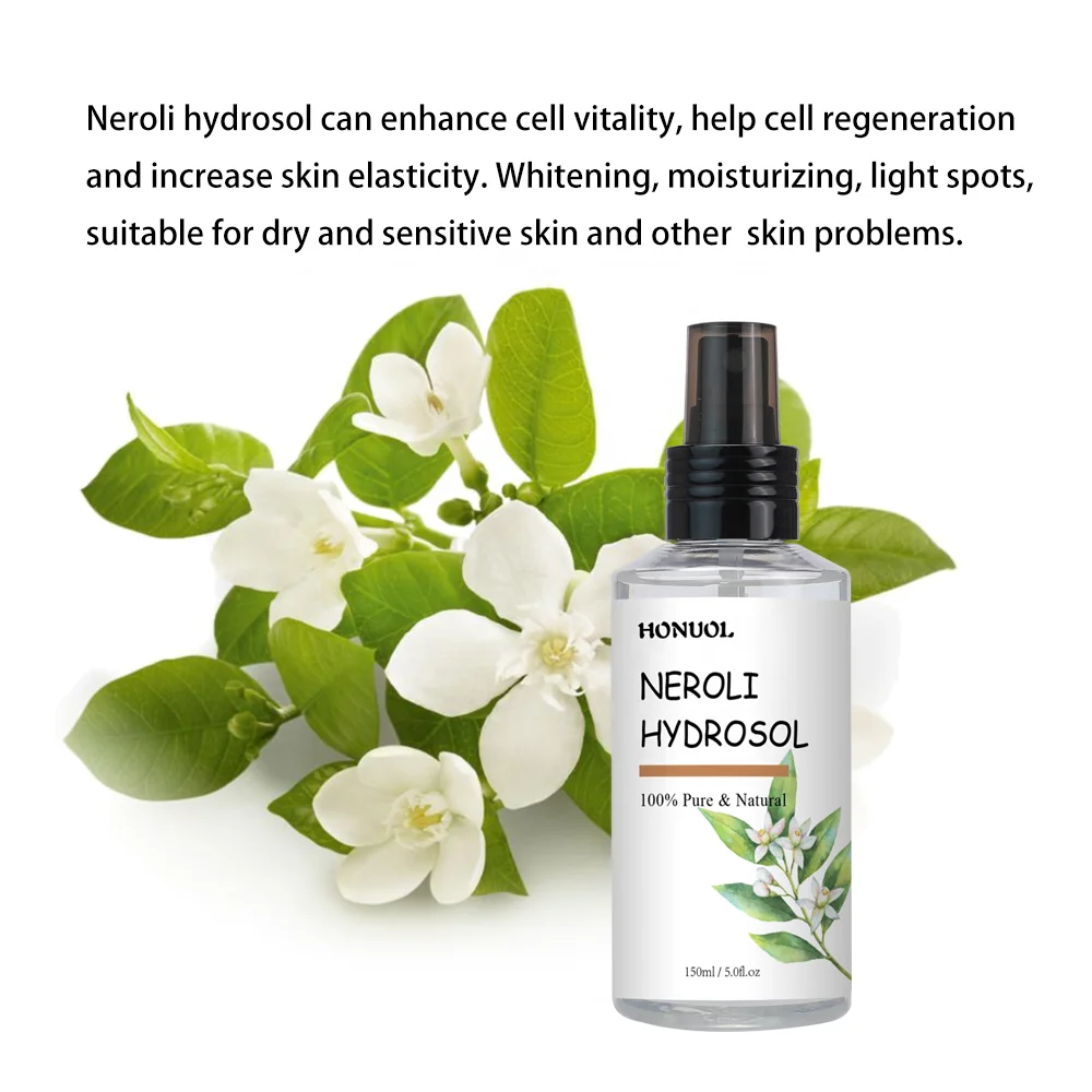 Private Label Neroli Floral Water Mist 100% Pure Neroli Hydrosol Spray for Sleep Face and Body