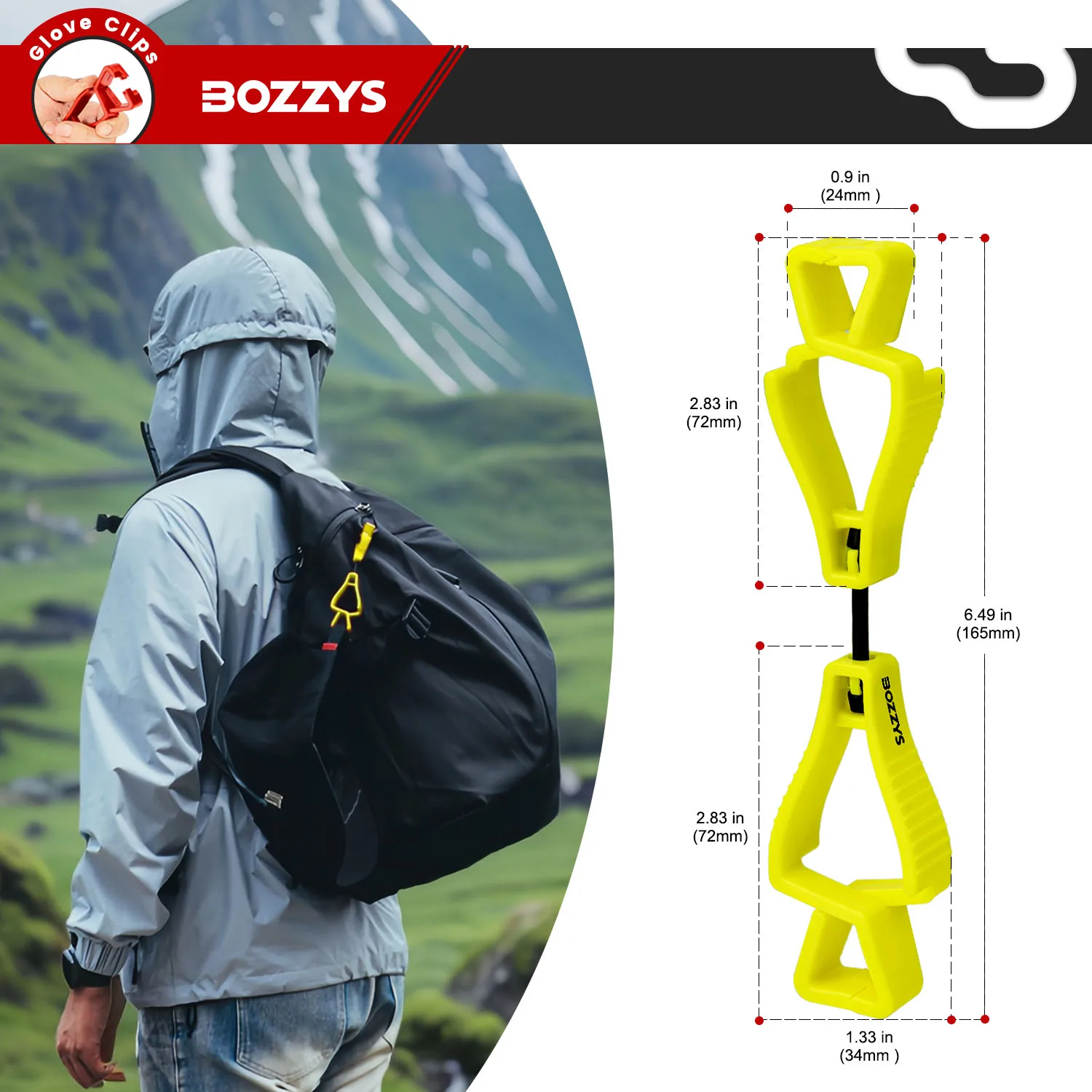 BOZZYS protective Glove Clips for Work Glove Holders high vis hanger Grabber for easy use and long-lasting hold