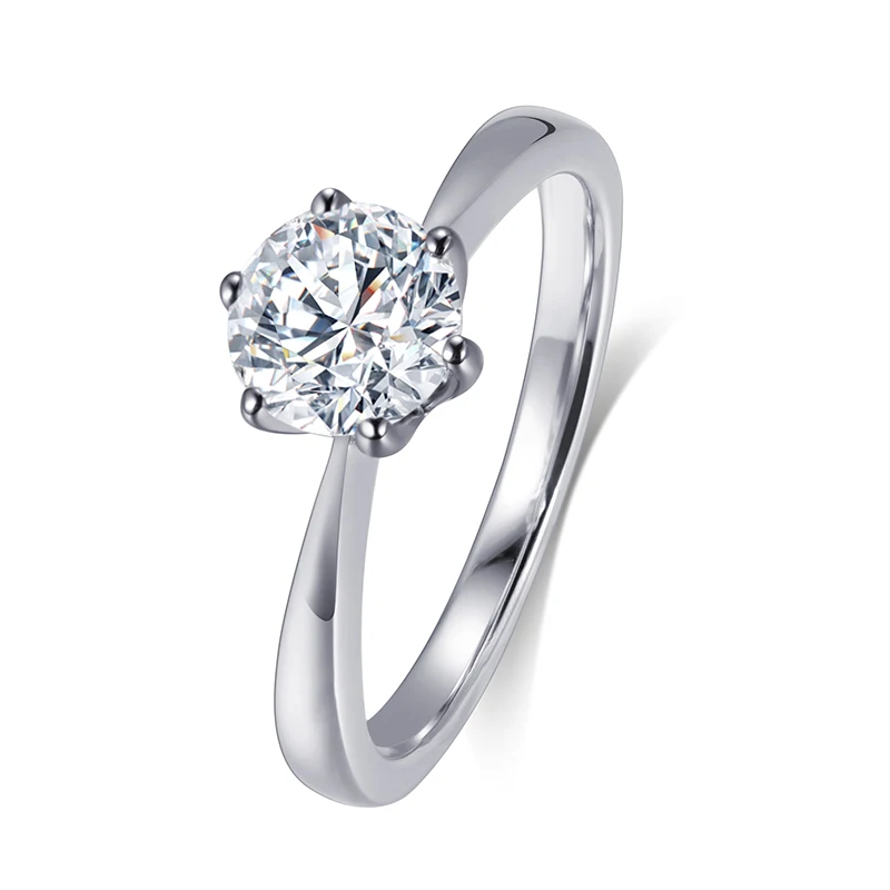 MS-533 Round Cut AAA AAAAA CZ Stone Customized 925 Silver Solitary Ring