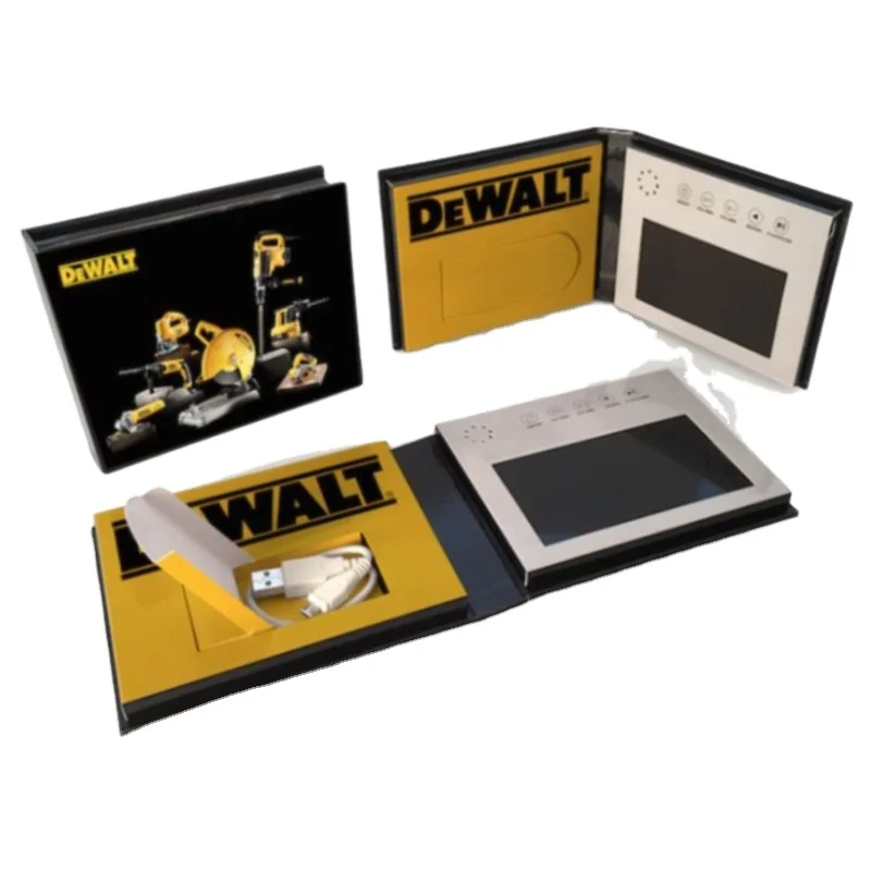 Latest 4.3 inches LCD Screen Video Player Brochure with Pocket, Buttons or USB Key for Promotional LCD TV BROCHURE CARD