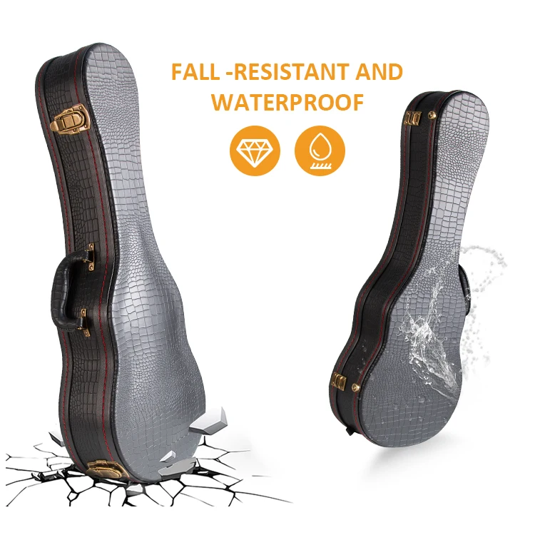 TN-YH/UK-  Ukulele Shell Bag Factory  Artificial crocodile skin PU Leather 23 inch ukulele Hard Case For Ukulele