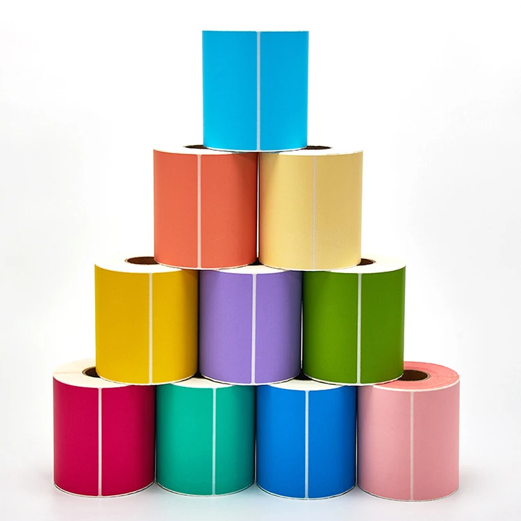 High quality thermal label  red pink yellow blue printing sticker shipping colorful label paper