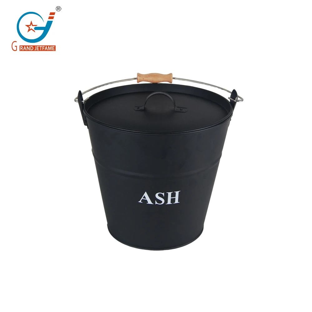 Coal Bucket & Lid black Metal Ash Tidy Bin Coal Carrier Fire Log Burner Kindling ash bucket with lid