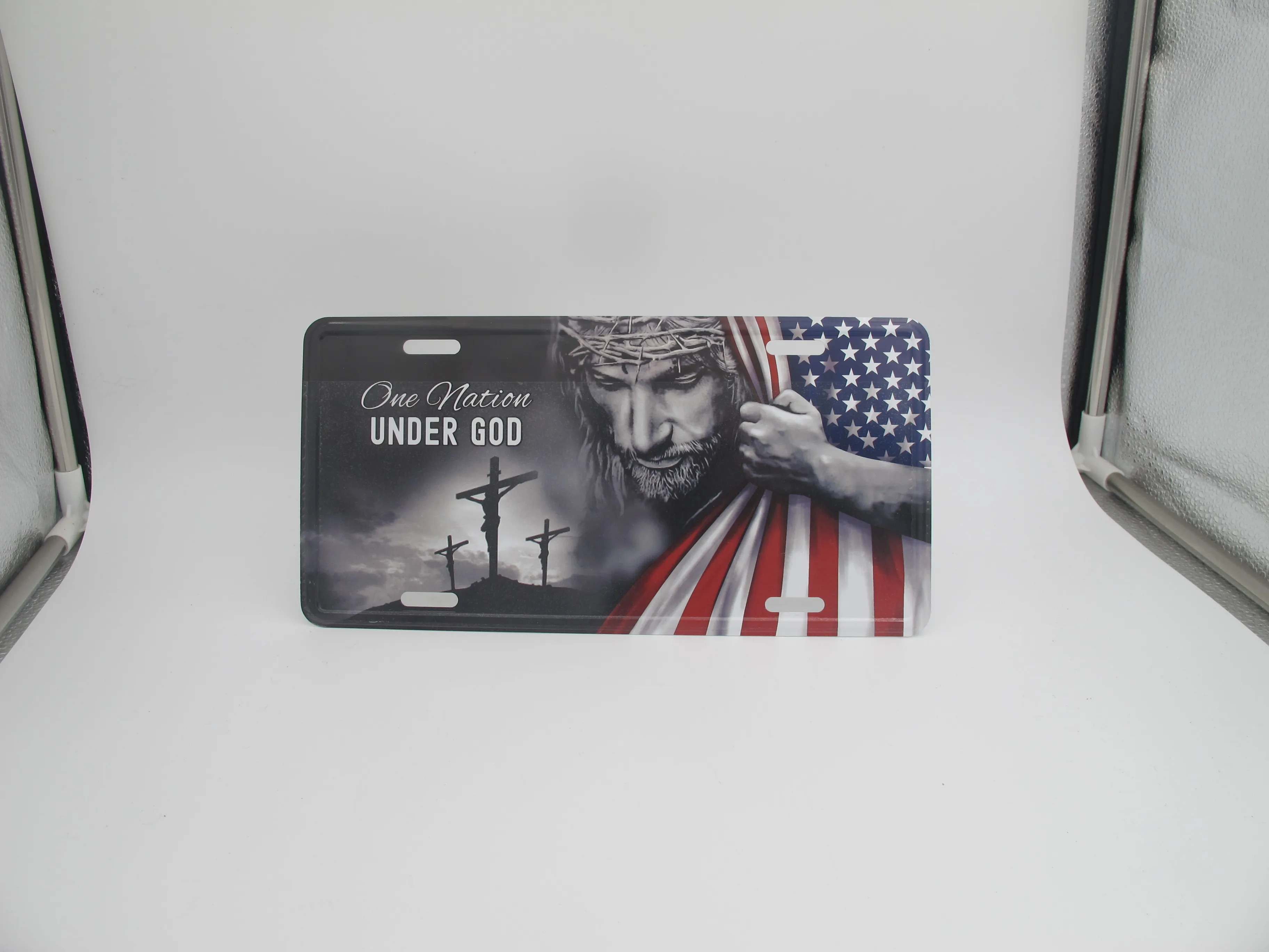 Custom logo full printing Cheap White Plastic pvc car license plate