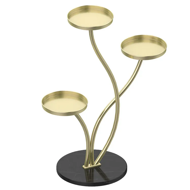 Metal Flower Plant Shelf 3 Pots Holder Wedding Party Decorative Green Plants Stand Flower Display Rack