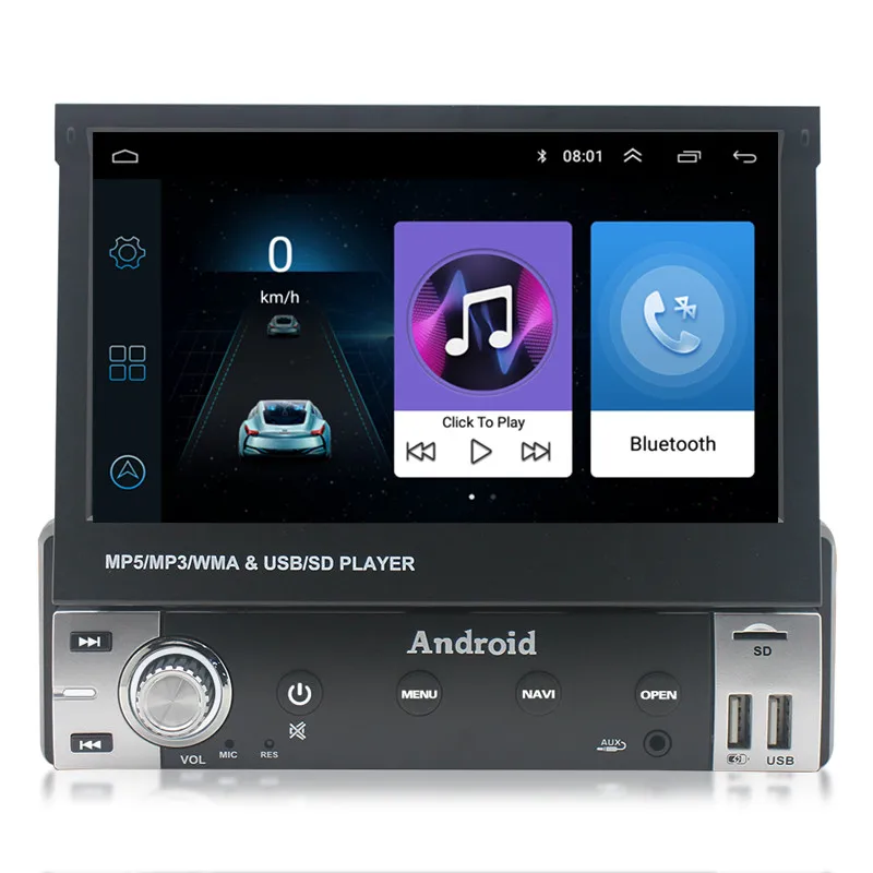 Автомагнитола BT, USB, Wi-Fi, 7 дюймов, HD, 1Din, android 10, выдвижной сенсорный экран, автомобильный dvd-стерео с навигацией