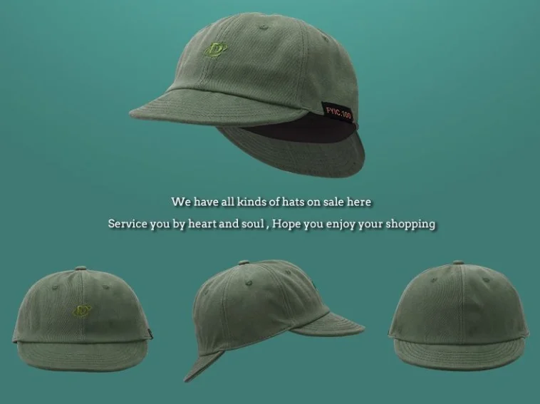 Custom Double Billed Green and White Baseball Caps