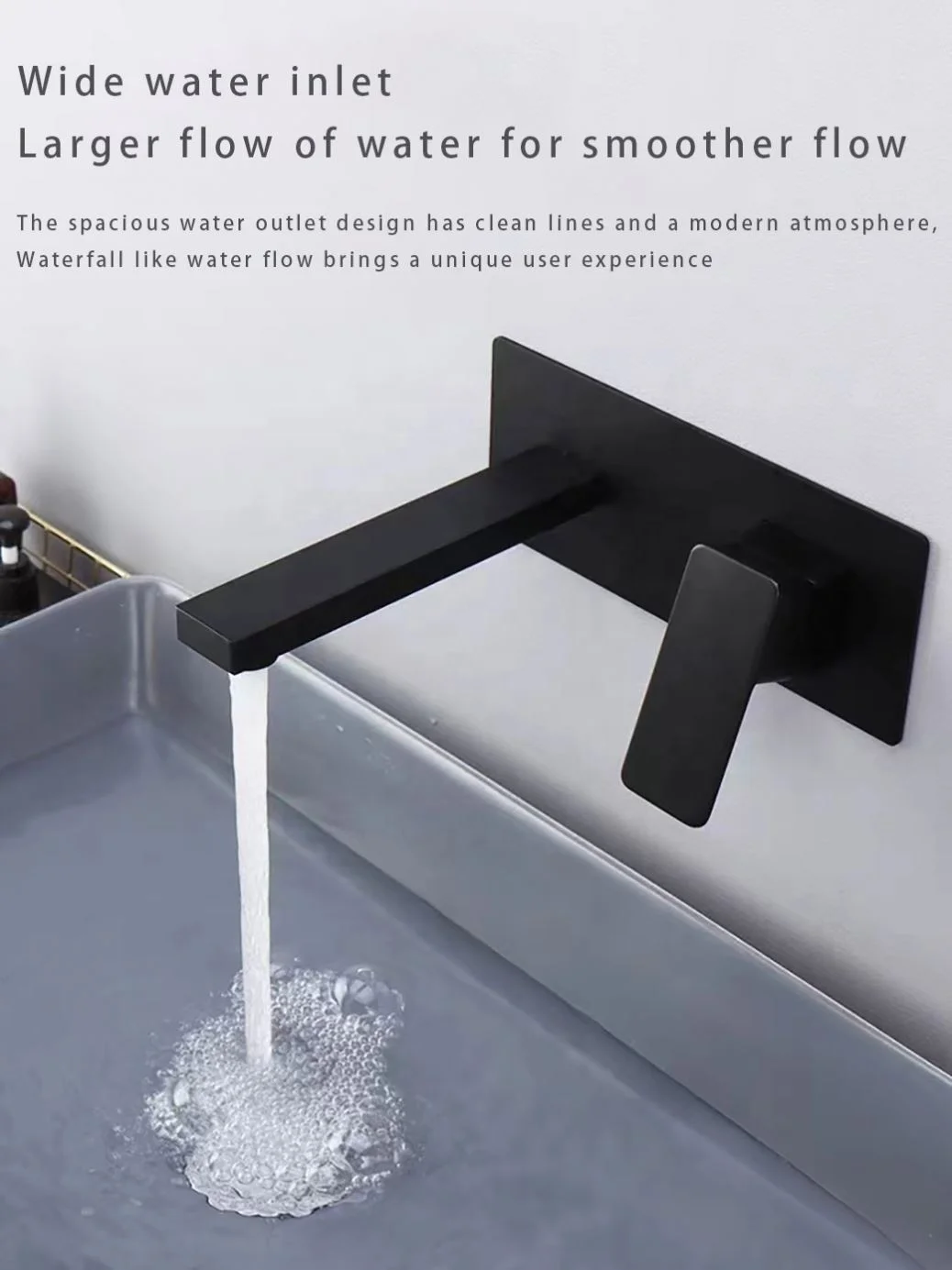 Hot Sale Single Hole Wall Mounted Bathroom Basin Mixer Black  Brass Taps Bathroom Basin Faucetmixer Tap Wash Basin Faucet