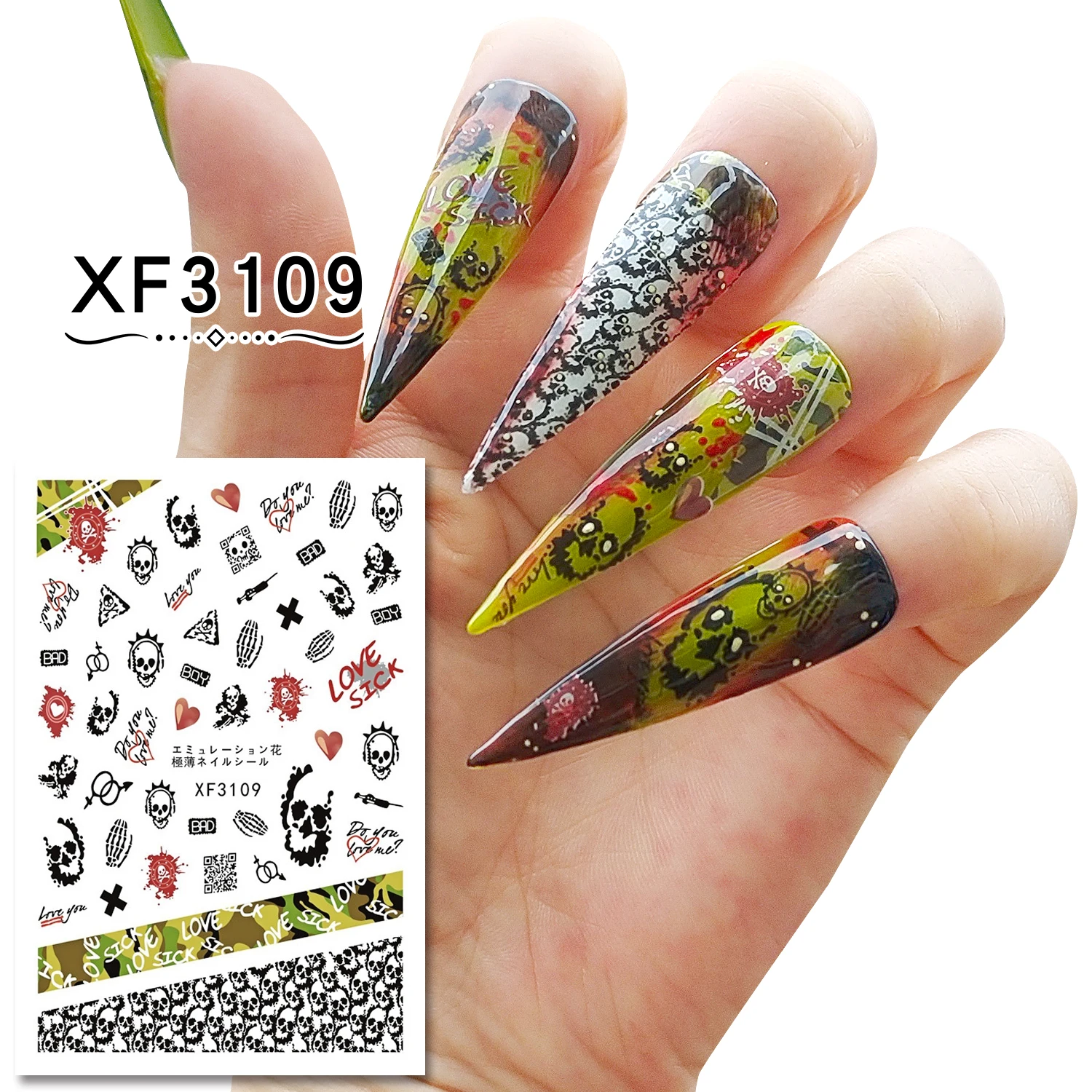 Missbloom Nail Decals For Halloween Skull Ghost Pumpkin Head Terrorist Halloween Nail Art Stickers