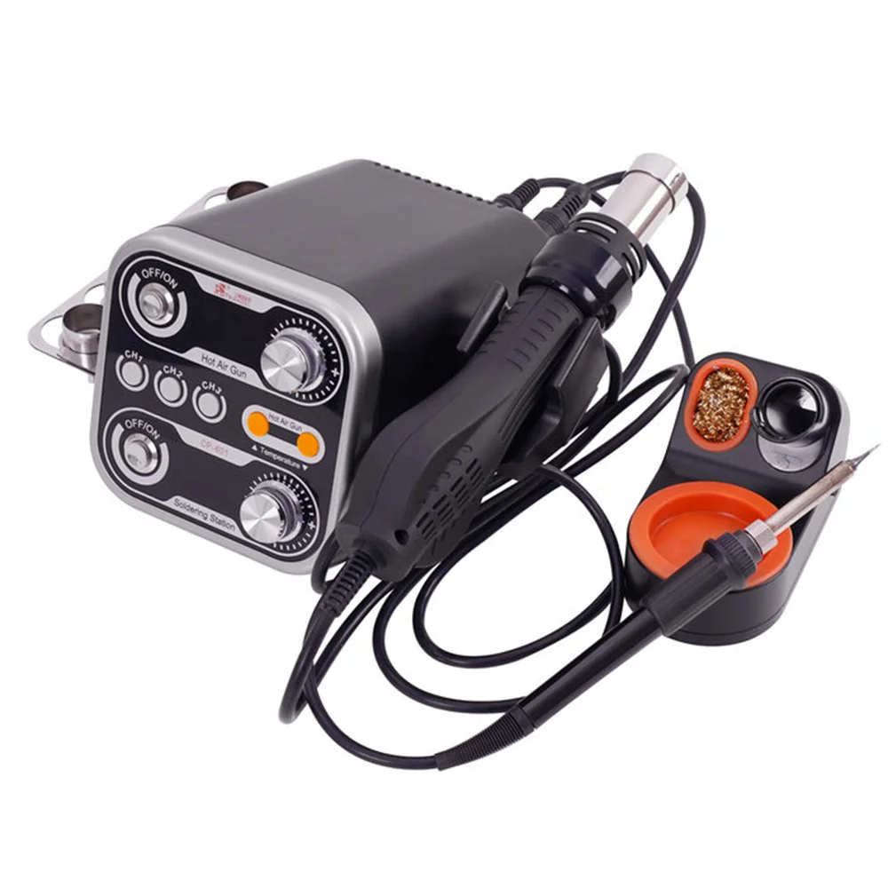 M-triangle CP-601 2 in 1 Electric Soldering Iron Hot Air Gun Rework Welding Station For Mobile Phone Motherboard BGA Chip Repair