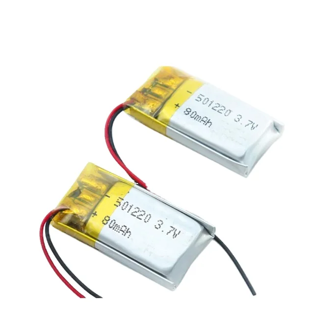 High quality 501220 3.7v 80mah lipo battery pack li-polymer for mobile headlight