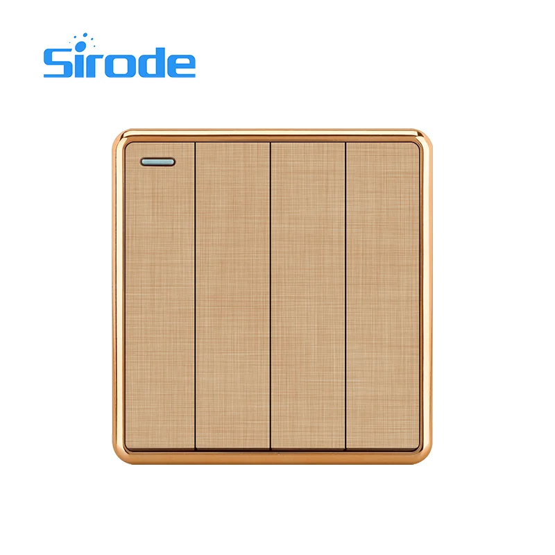 Sirode золото T4-2A 3x3 7x7 размер световой контроль 10A 250V 3 Gang настенный выключатель для рынка Саудовской Аравии с