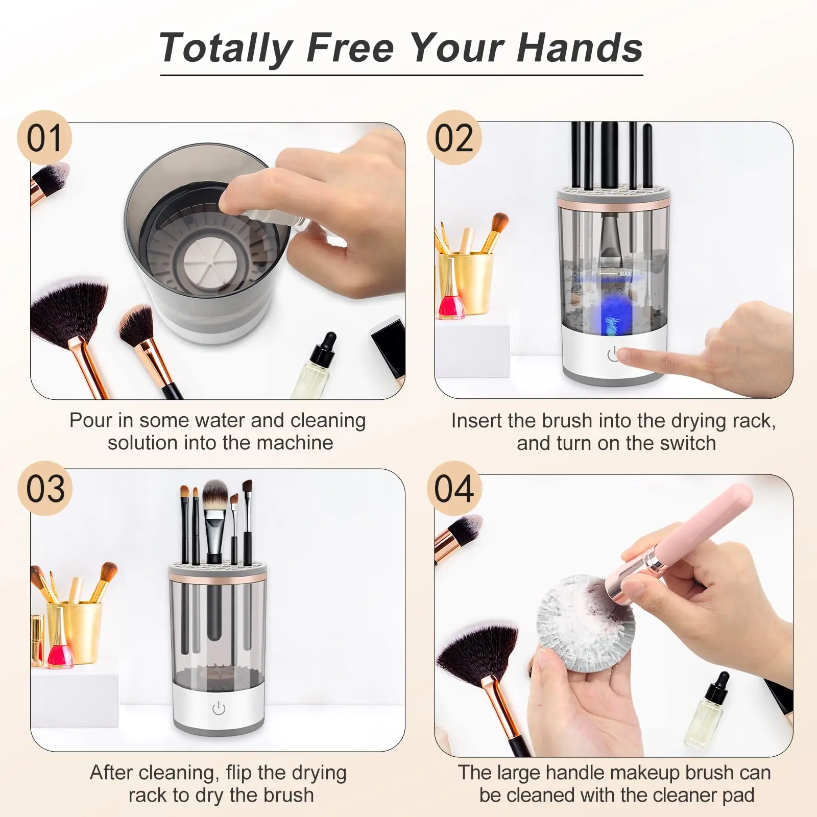 Wholesale Electronic Automatic Spinning Makeup Brush Cleaner Machine Portable Electric Make up Tools Cleaner