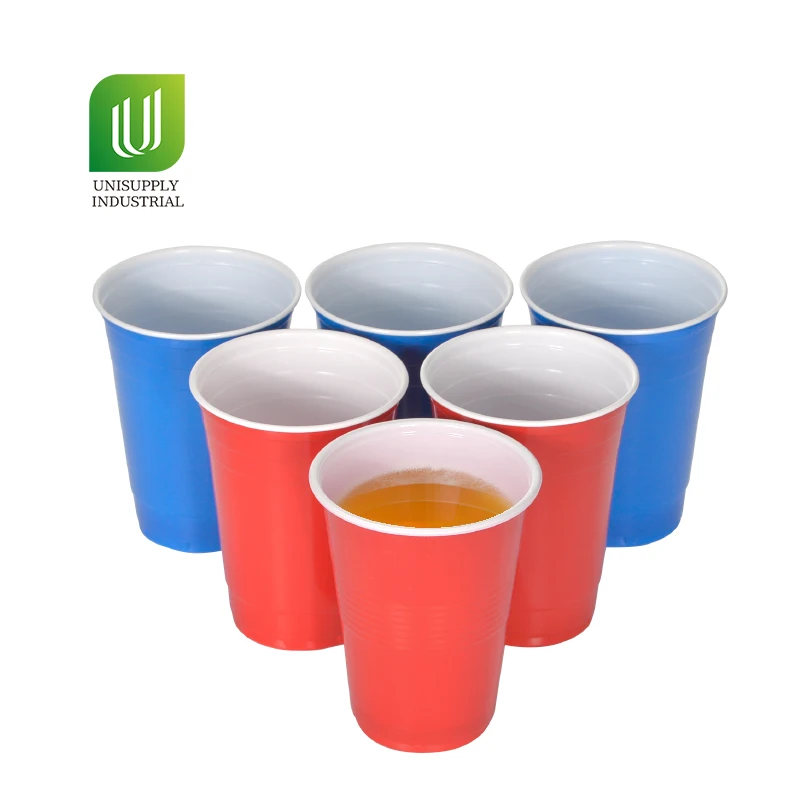 Disposable 16OZ 480ML Red Blue Plastic Cups  For Beer Pong Game  Party Drinking