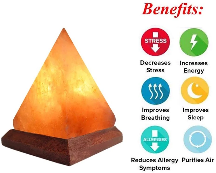 
Pyramid Crystal Rock Wellness Decrease Stress USB Charging Himalayan Salt Lamp 