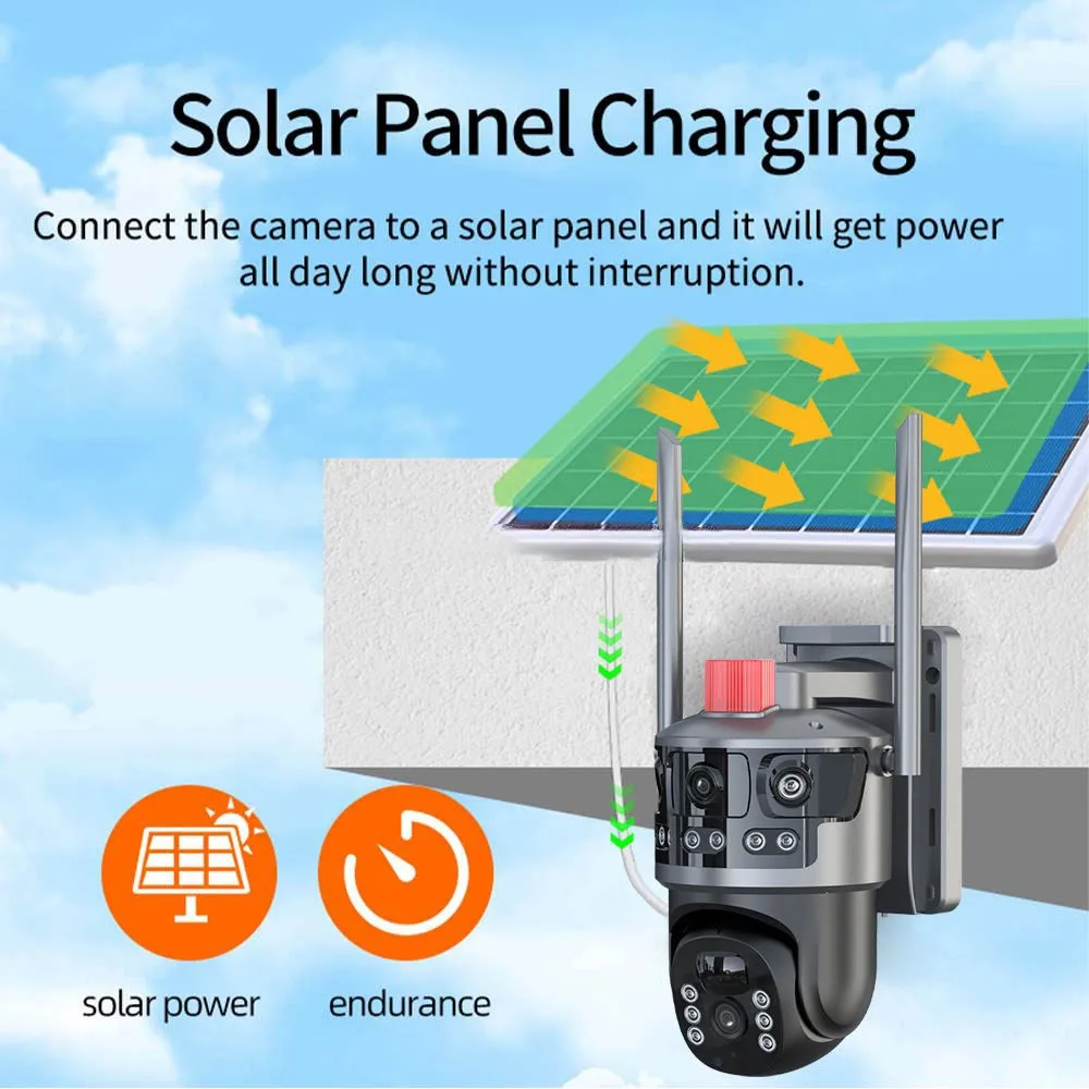 v380 pro Solar Cctv Camera with 8W solar panel AI smart motion detection low power home security system wireless wifi 4G camera