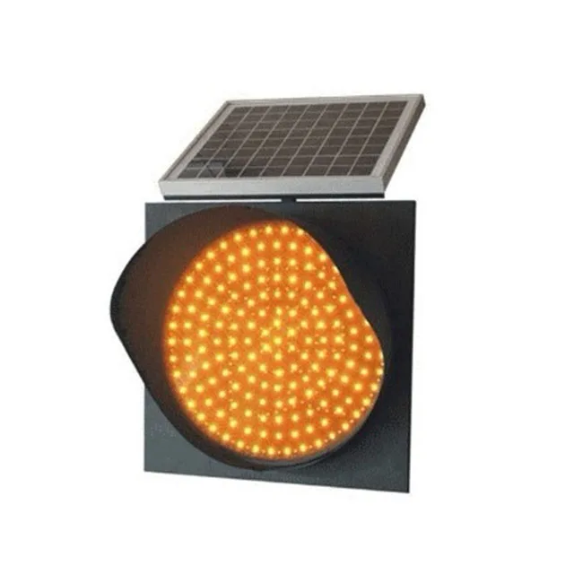 Flashing Warn Lamp With Solar Panel Yellow Traffic Signals LED Lights Yellow Flashing Warn Light