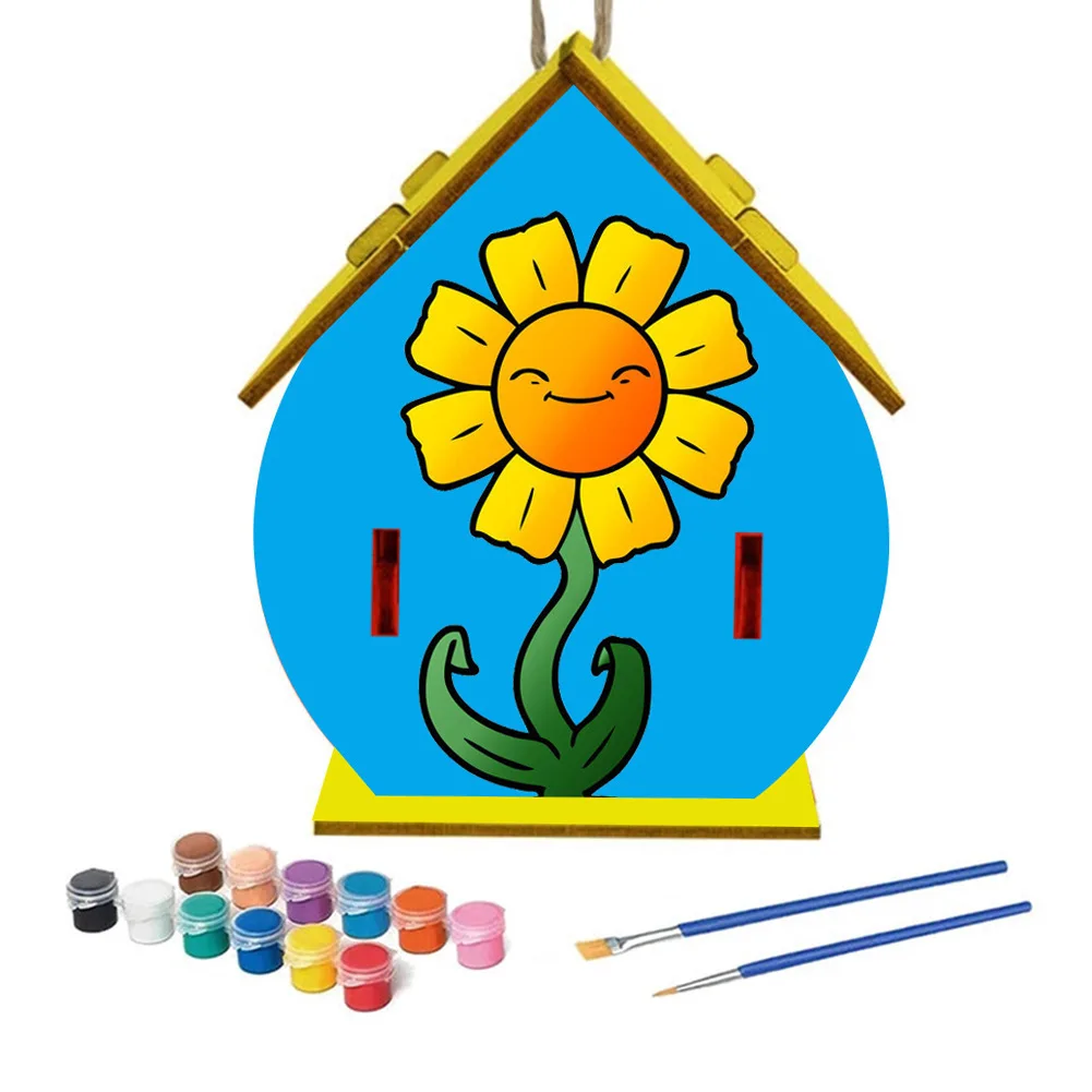 12 DIY unfinished wood bird house kits paint strips