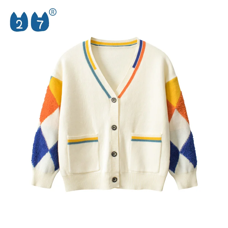 High Quality 100% Cotton Kids Children Clothing Knit Sweater Baby Girl Long Sleeve Cardigan Sweater