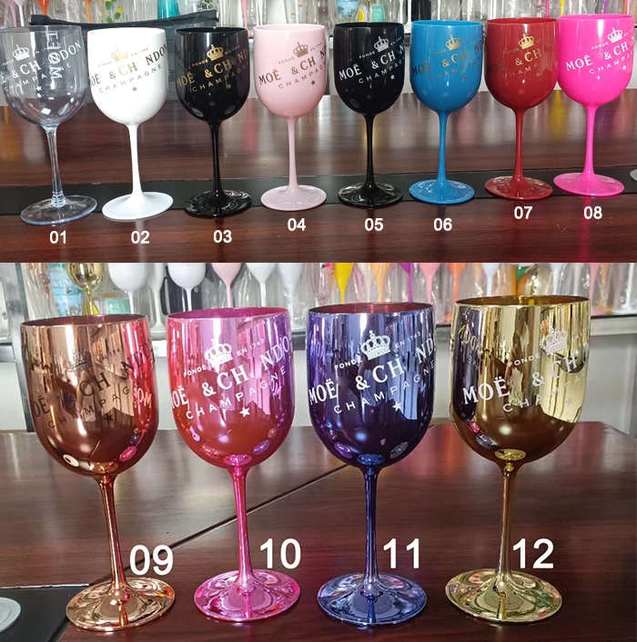 Factory sale custom Ice Imperial White Acrylic goblet Champagne flutes Glass