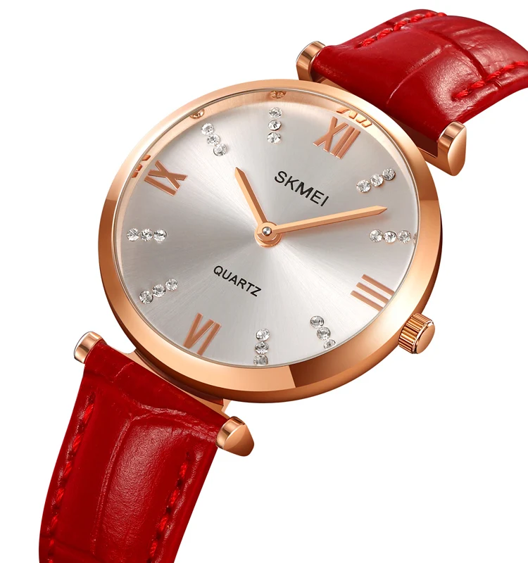 SKMEI 2180 WOMEN QUARTZ WATCH FLIMSY LEATHER STRAP WATERPROOF WATCH