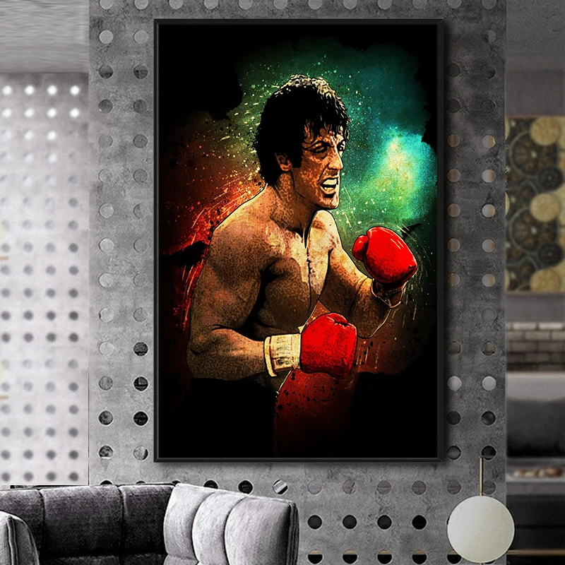 
Watercolor Abstract Rocky Balboa Boxing Bodybuilding Canvas Painting Posters Prints Wall Art Motivational Picture for Home Decor 