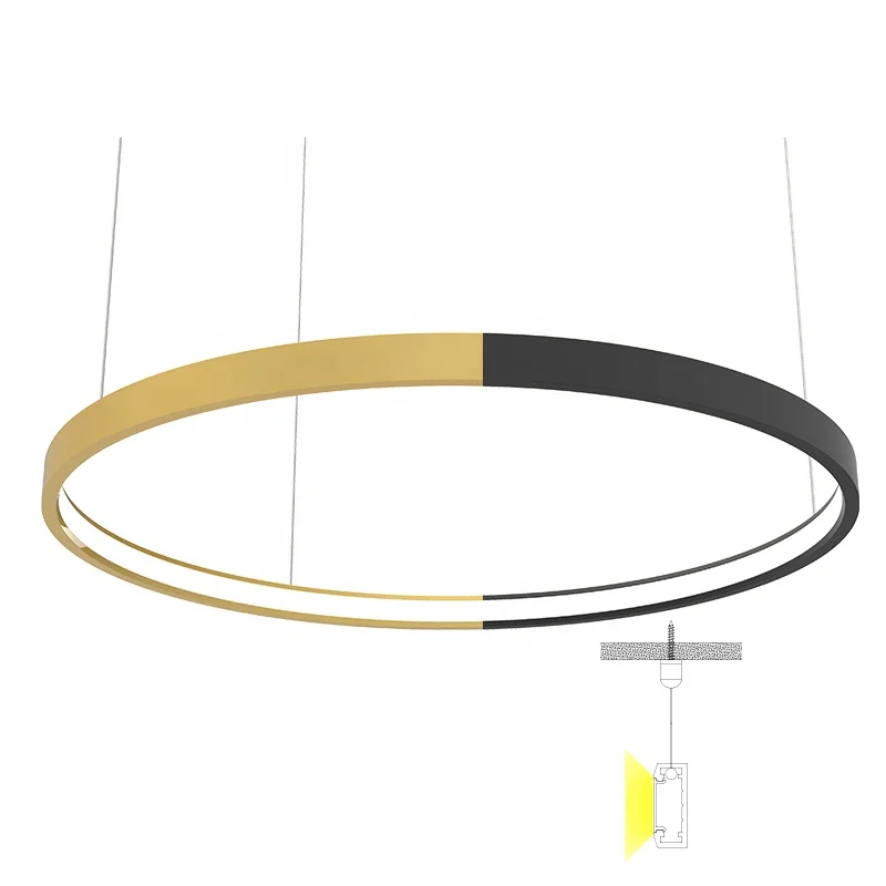 Circle Aluminum LED Extrusion in black Round Led Profile for Pendant aluminum profile led strip light