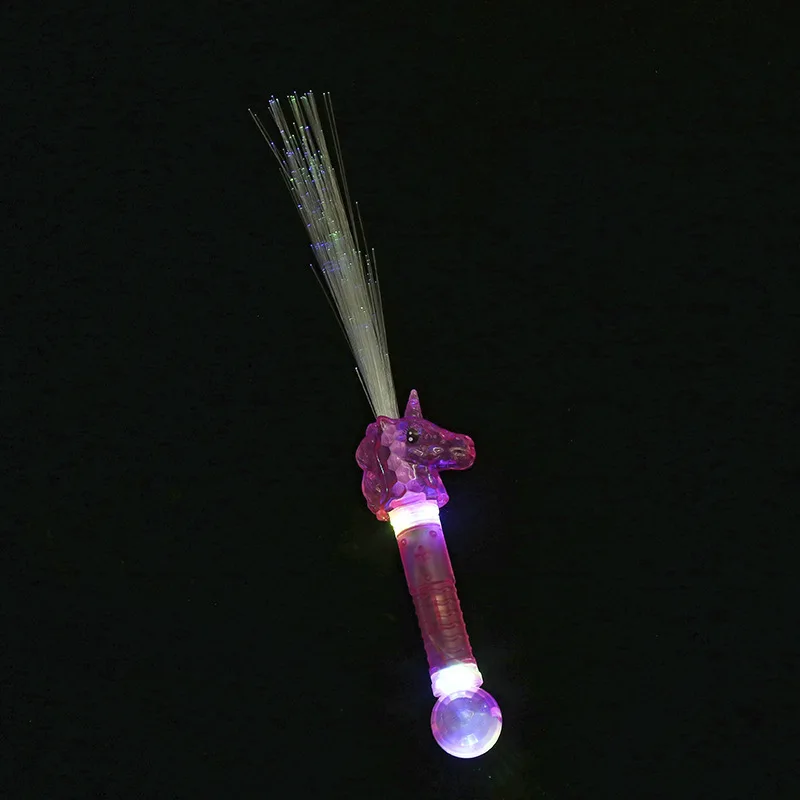 Party Light Up Unicorn Fiber Optic Led Sticks Promotional Flashing Led Unicorn Fiber Optic Stick Wands