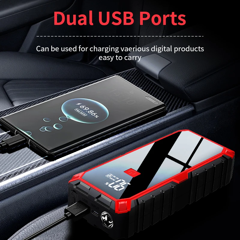 2023 new 12V Car Emergency Tool Battery Booster Super Energy Portable Car Jump Starter Power Bank