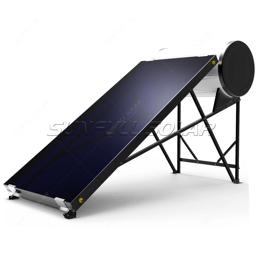 Europe market copper coil pre-heating flat plate solar water heaters from SUNFULL