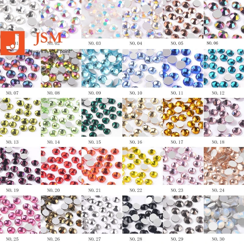 Стразы для ногтей Beautypapa 1440 шт. SS6 30 цветов, стеклянные камни без горячей фиксации, очаровательные стразы, украшения для маникюра