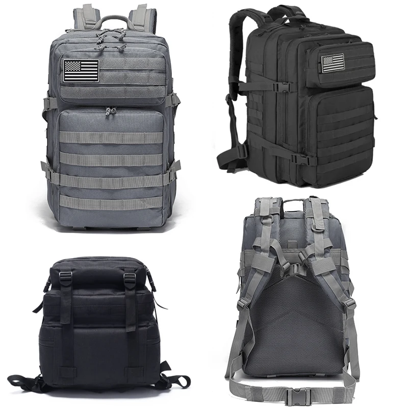 Tactical Backpack Large Green Assaulted Pack Molle Bag Backpack Waterproof 800D Oxford Camouflage Black Armygreen Green Khaki 45l