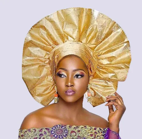 Unique Design Fashion Exaggerated African Turban Women Round Sego Already Made Headtie Turban