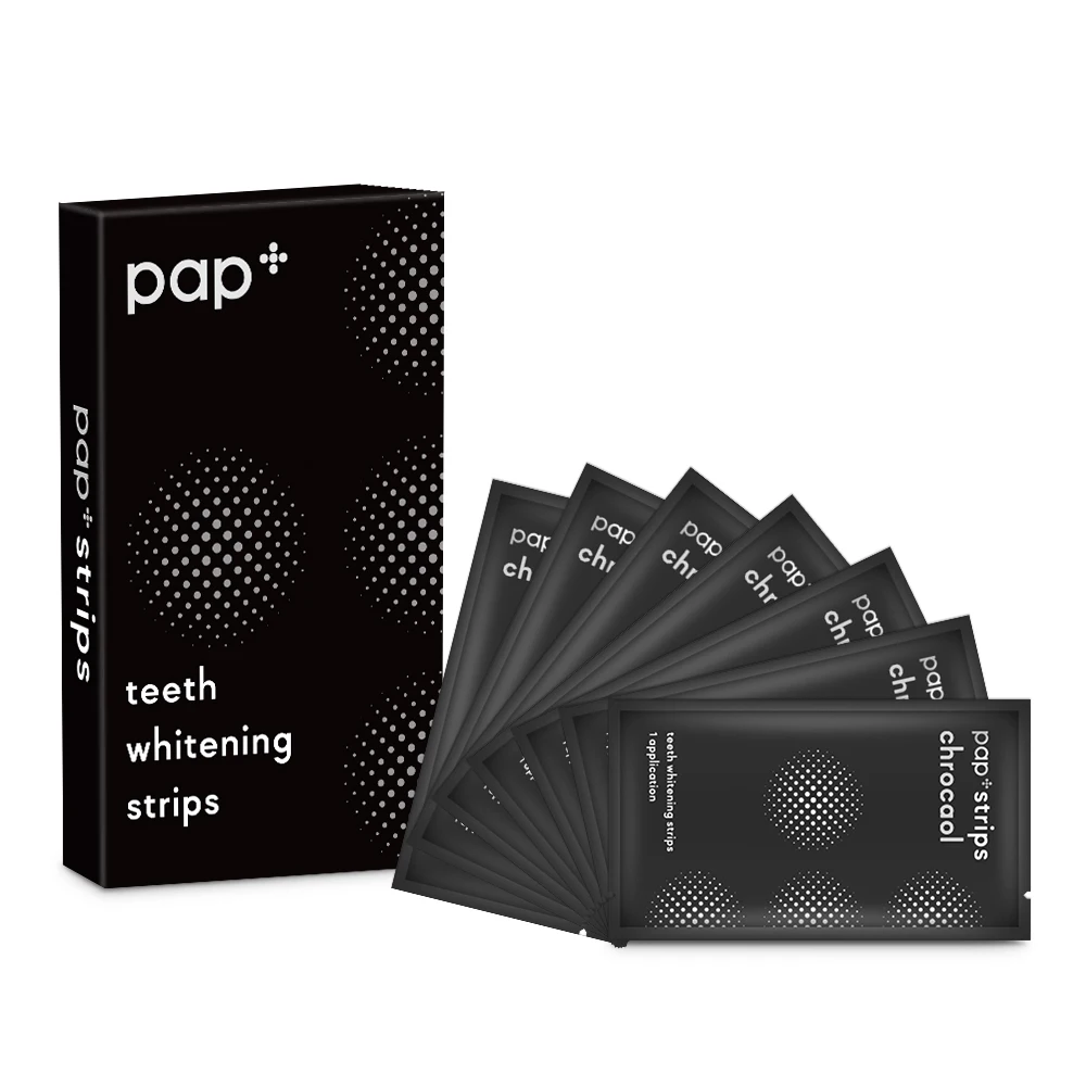 PAP+ Charcoal Whitening Teeth Strips Private Label Professional Whitening Strips for Enhanced Teeth Whitening
