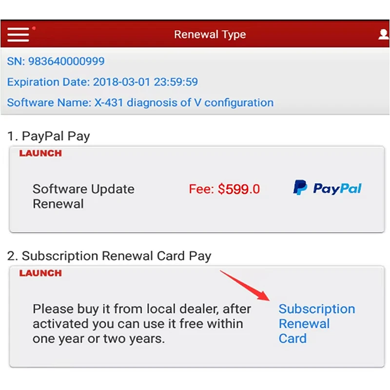 Renewal PIN Card  Launch X431 CRP123/CRP123X/CRP919E/CRP909/CRP919X