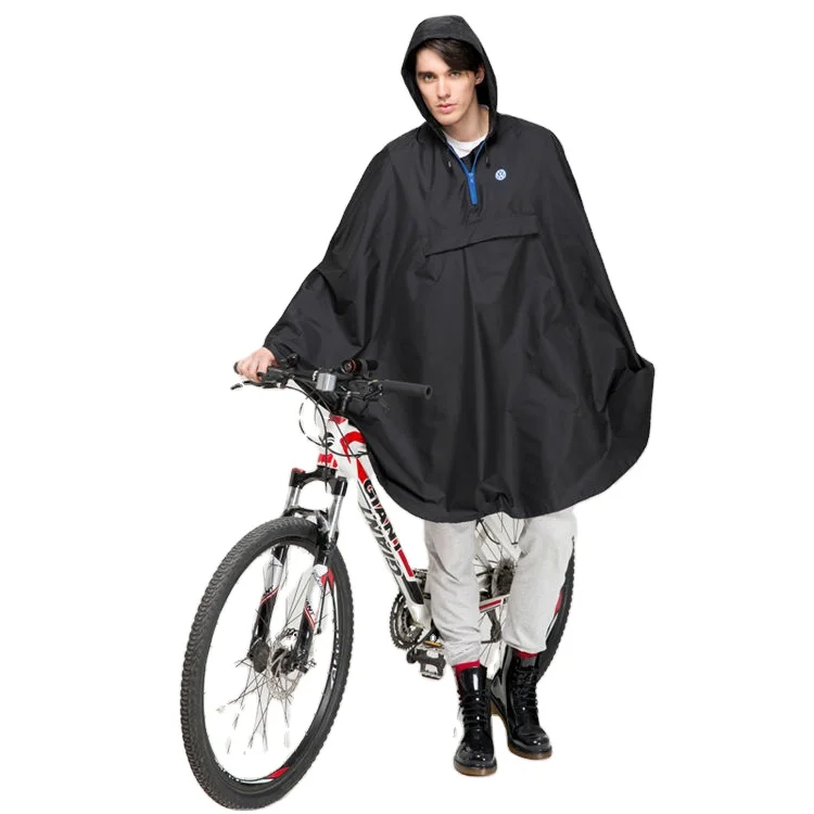 
100% waterproof reusable bicycle rain poncho polyester raincoat with PU coated 
