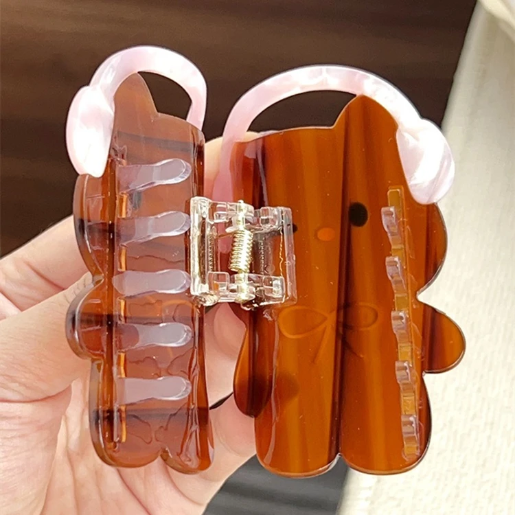 Hot selling Japan Korea Girls Cute Sweet Cartoon Headphones Cat Hairpin Colorful Kitten Acetate Hair Claw Clip Hair Accessory