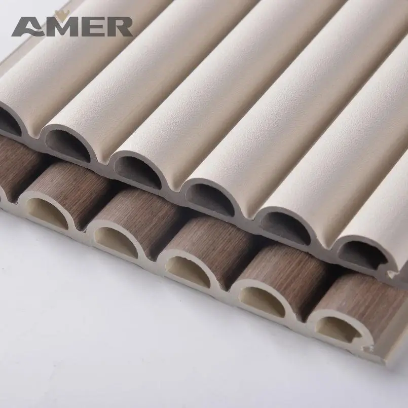 Amer Factory Price 100% Waterproof Selfadhasive Wall Cladding Fluted Panel Wall Cladding Wood Pvc Wpc Interior Wall Panel