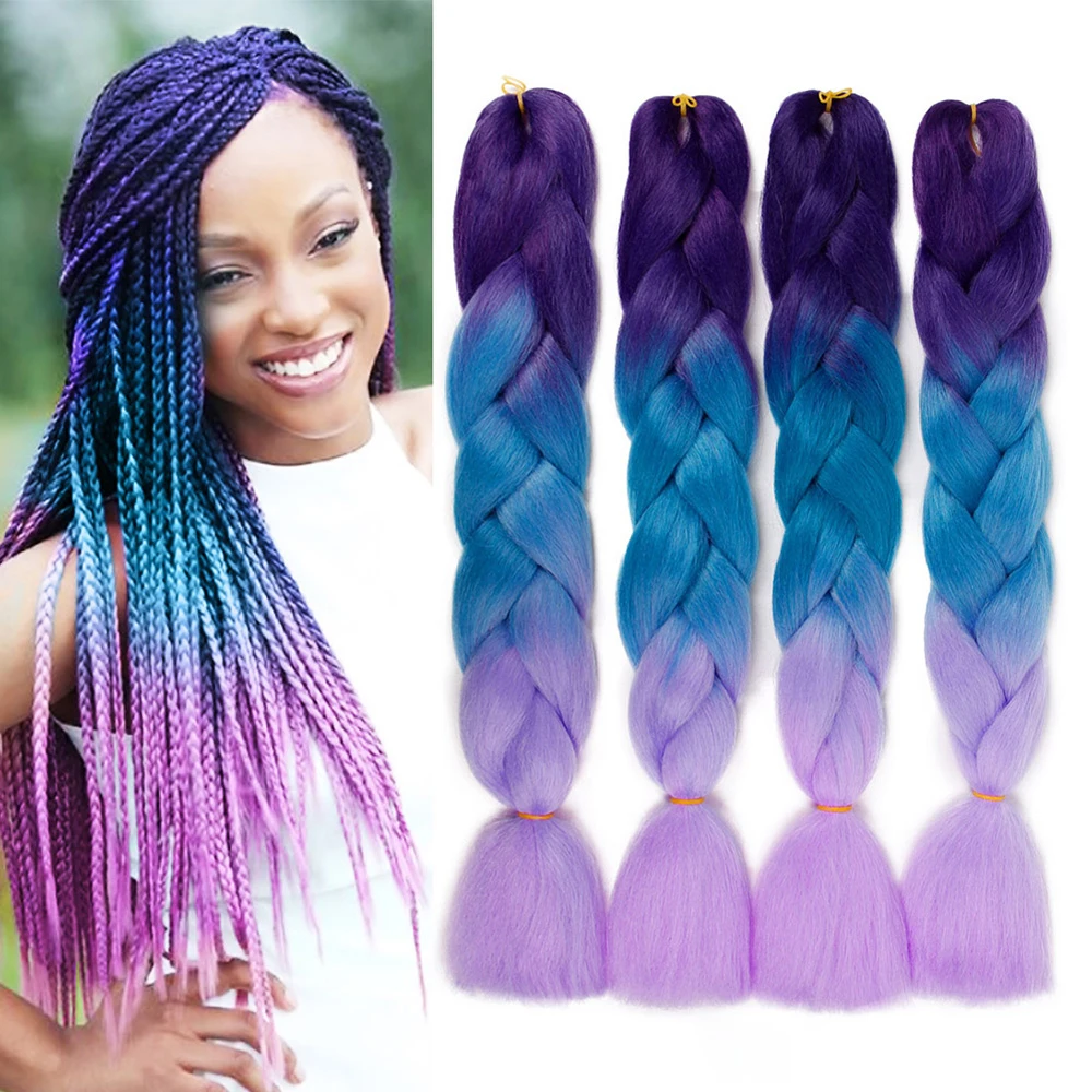  Ombre Jumbo Braiding Hair Extensions 41Inch Synthetic Braids for Crochet Box Twist Mixed