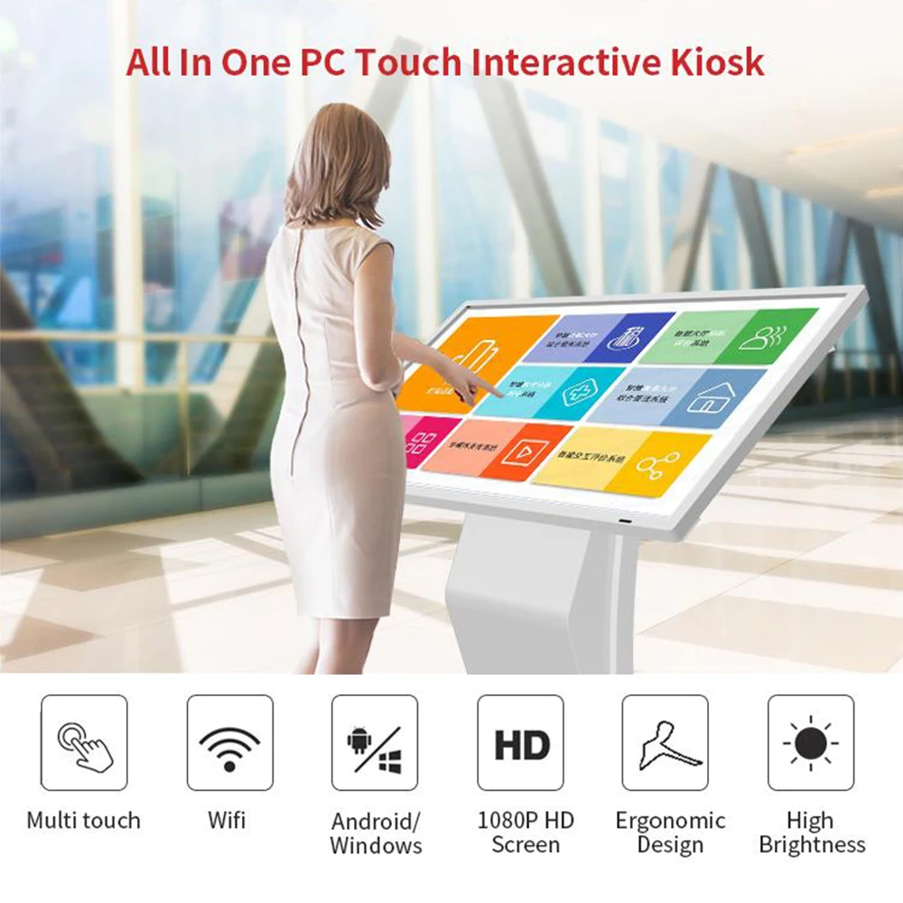 All In One Computer Interactive Information Lcd Advertising Player Digital Kiosk Touch Screen Kiosk For Shopping Mall