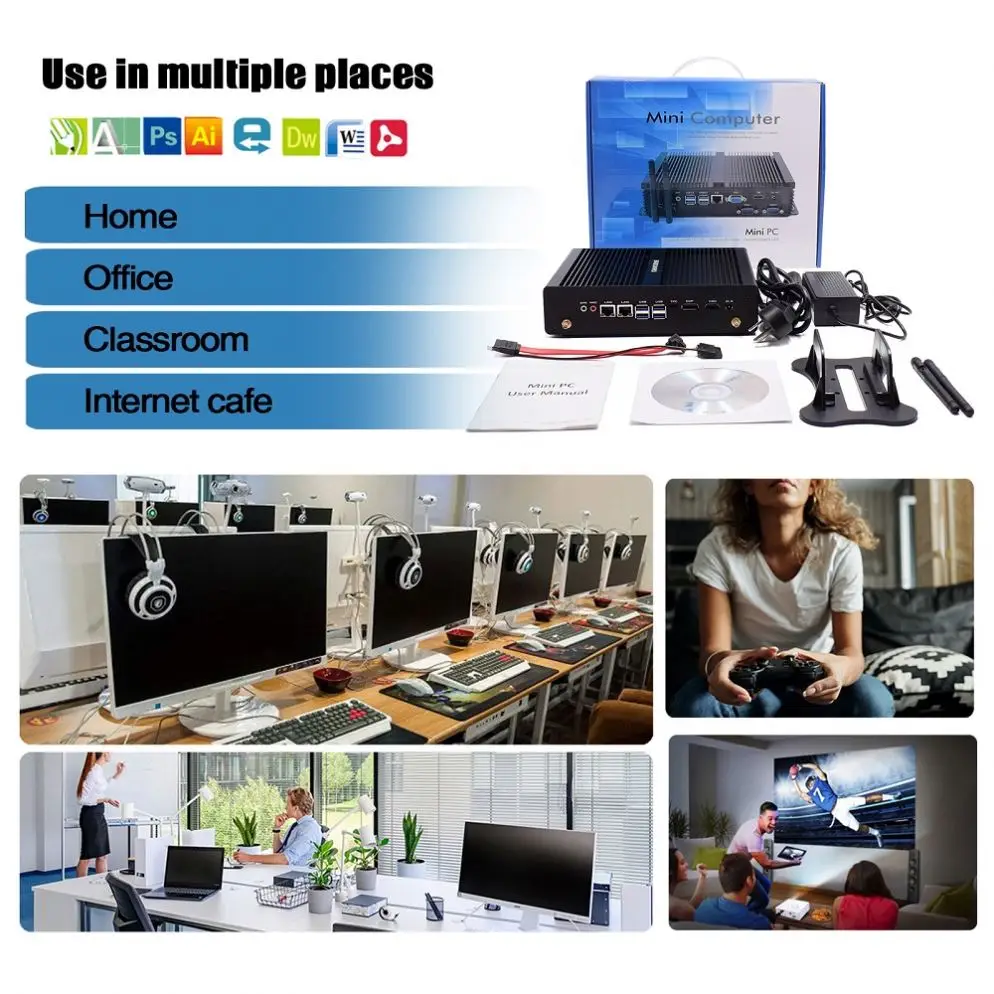 HYSTOU Core i7 Mini PC 16gb ram Gaming Fanless Win 10 Cheap China Barebone Computer