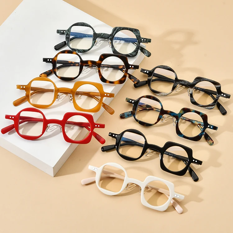 2023 Funny Youth Glasses Lens Multicoloured Frames Occhiali Lettura Blue Ray Acetate Round Optical Square Glasses Frames