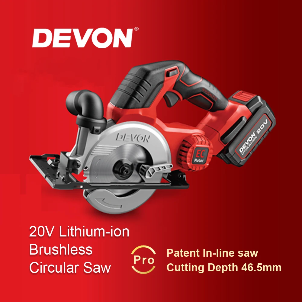 DEVON Cordless Battery Circular Power Saw Machine For Metal Steel Pipe Cutting Wood Cutting Electric Brushless Circular Saws