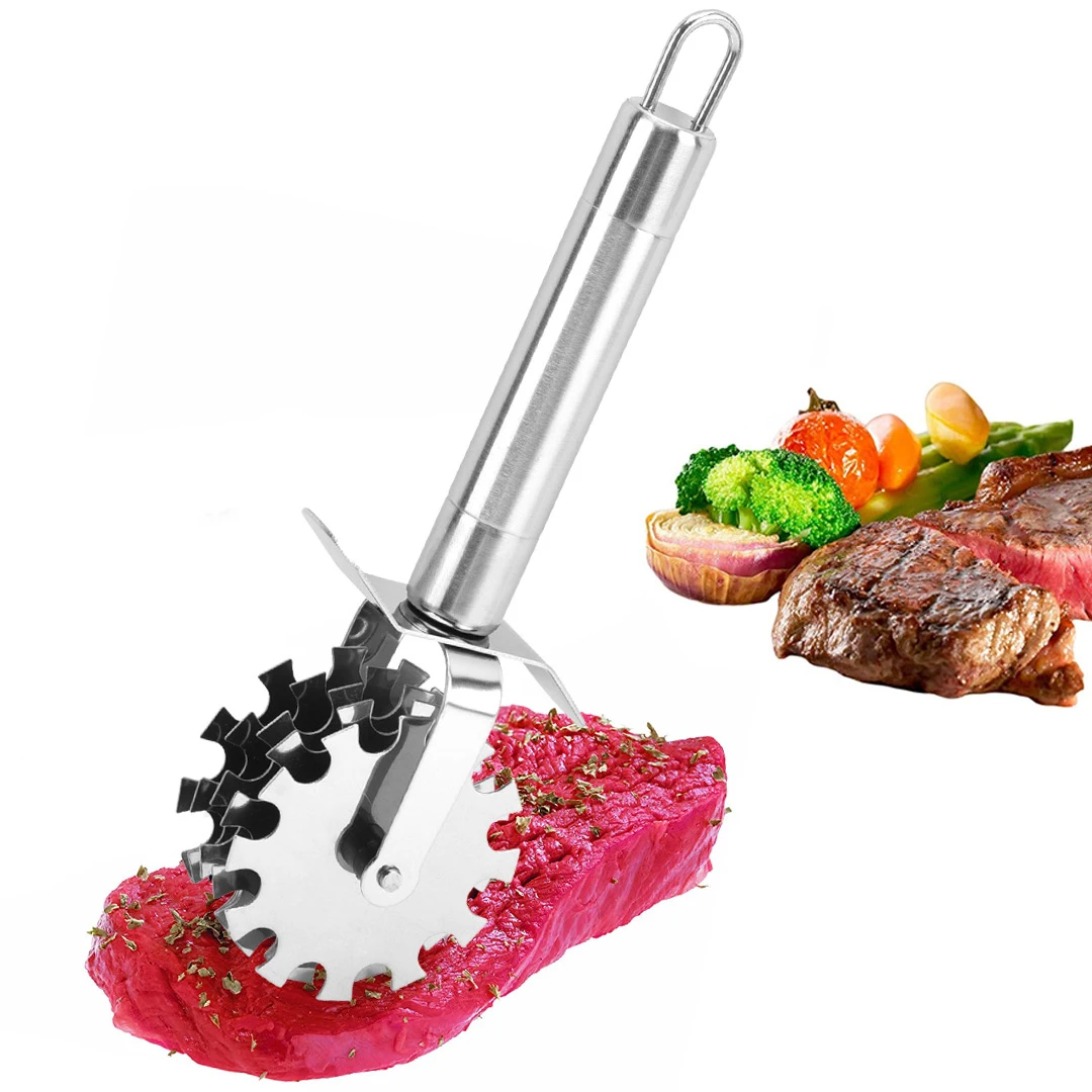Размягчитель мяса из нержавеющей стали ролик Tenderizing стейк говяжьей птицы Курица груди противоскользящие мясо прокатки смягчитель