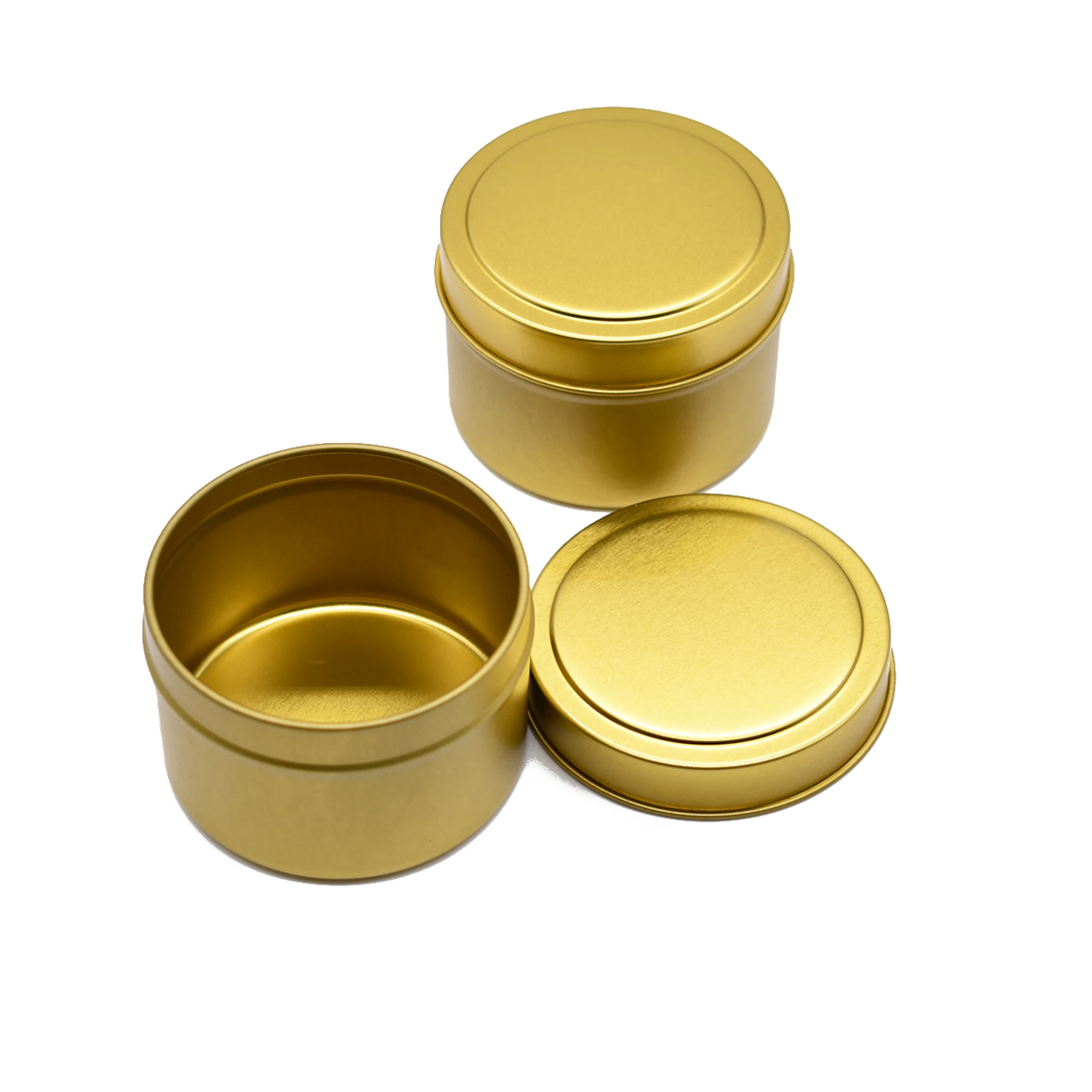 Gold Color Round Metal Tin Can Candle Pack Container With Lid
