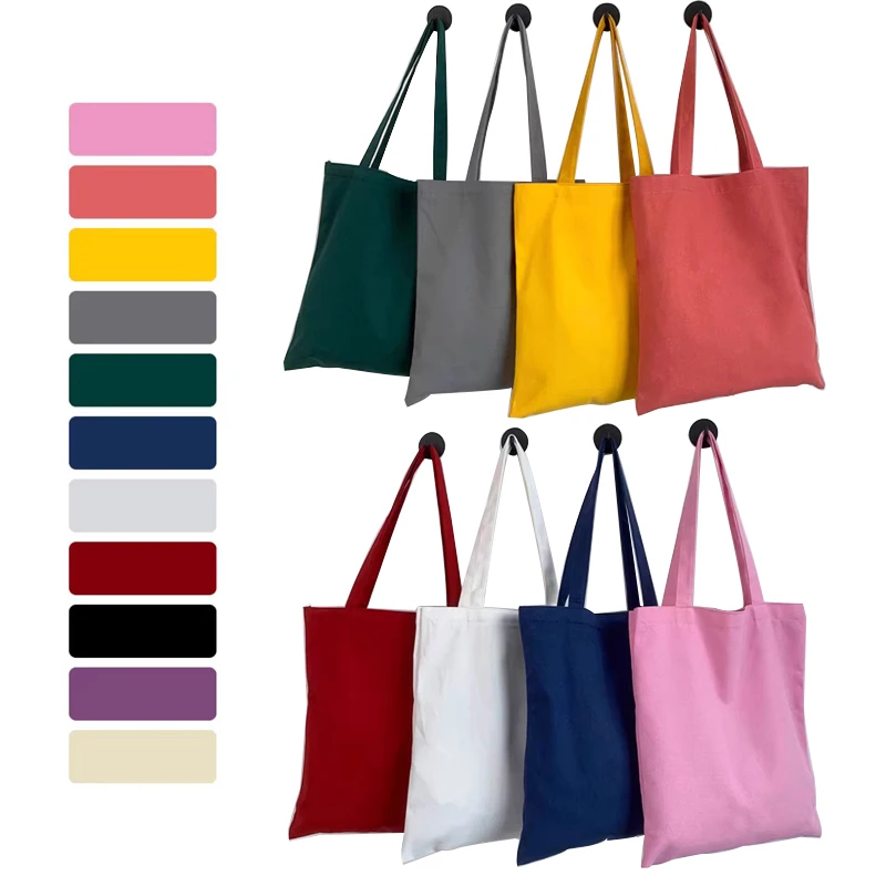 Custom recyclable 12oz blank cotton shopping tote bag bulk large personnalisable canvas bag rope handle for printing
