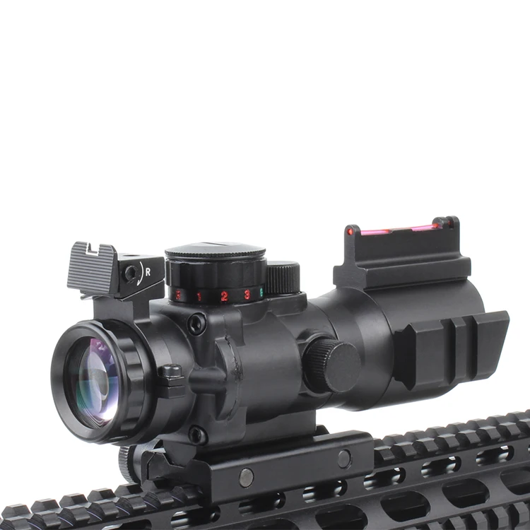 
NcDe 4x32 Red-Green-Blue Triple Illuminated Rapid Range Reticle Scope With Top Fiber, Brightness Rifle Scope 